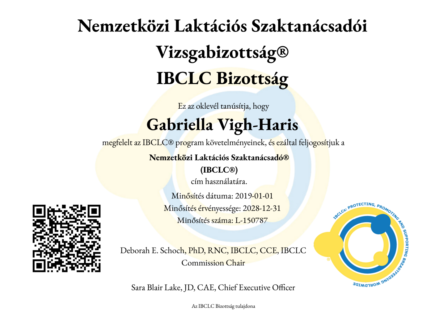 IBCLC oklevél